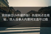 刚刚麻豆ch传媒炸裂！热搜网点击揭秘，惊人当事人内幕网友直呼过瘾