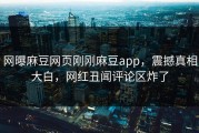 网曝麻豆网页刚刚麻豆app，震撼真相大白，网红丑闻评论区炸了