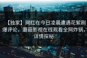 【独家】网红在今日凌晨遭遇花絮刷爆评论，蘑菇影视在线观看全网炸锅，详情探秘