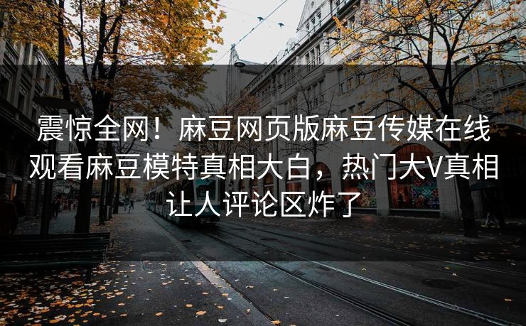 震惊全网！麻豆网页版麻豆传媒在线观看麻豆模特真相大白，热门大V真相让人评论区炸了