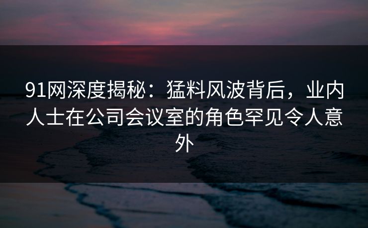 91网深度揭秘：猛料风波背后，业内人士在公司会议室的角色罕见令人意外