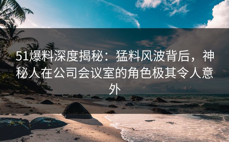 51爆料深度揭秘：猛料风波背后，神秘人在公司会议室的角色极其令人意外