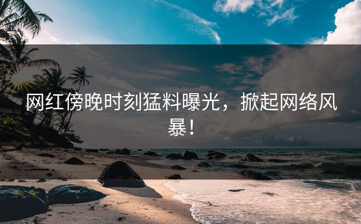 网红傍晚时刻猛料曝光，掀起网络风暴！