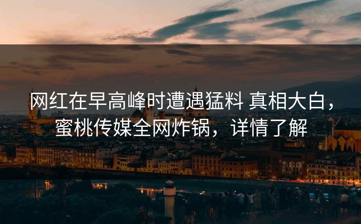 网红在早高峰时遭遇猛料 真相大白,蜜桃传媒全网炸锅,详情了解 网红在早高峰时遭遇猛料 真相大白,蜜桃传媒全网炸锅,详情了解