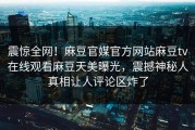 震惊全网！麻豆官媒官方网站麻豆tv在线观看麻豆天美曝光，震撼神秘人真相让人评论区炸了